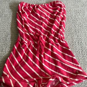 Pink and white striped juicy couture terry cloth romper